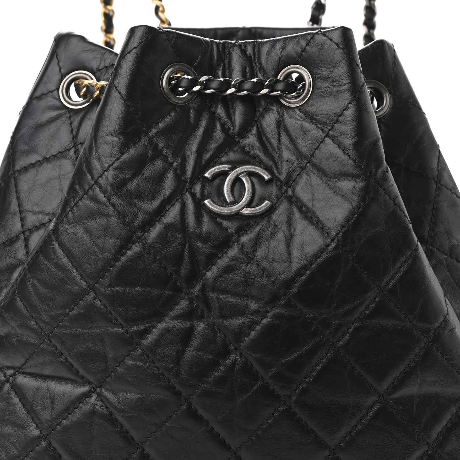 Chanel Aged Calfskin Quilted Gabrielle Backpack Black 8 of 10
