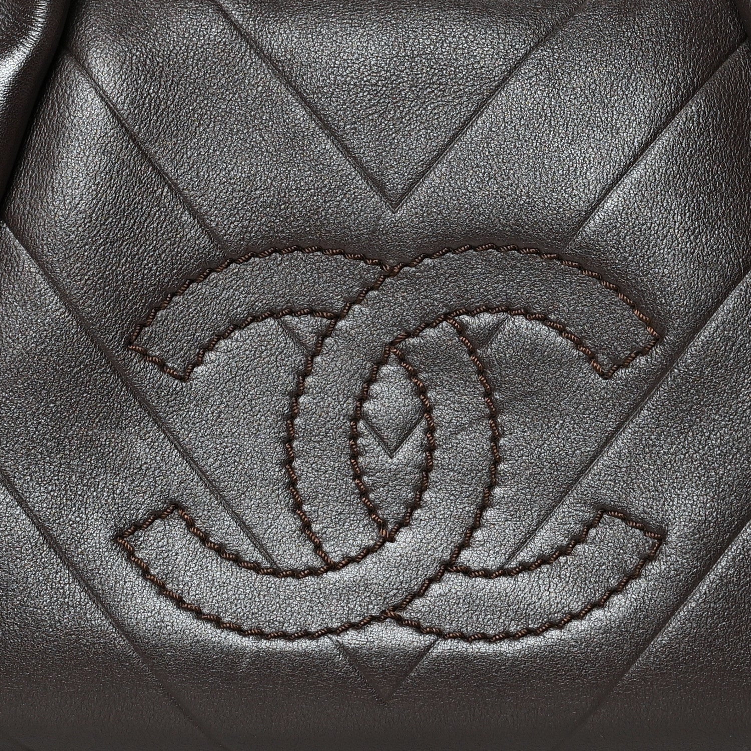 Chanel Calfskin Chevron CC All Day Long Boston Brown 7 of 13