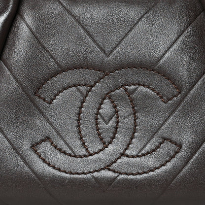 Chanel Calfskin Chevron CC All Day Long Boston Brown 7 of 13