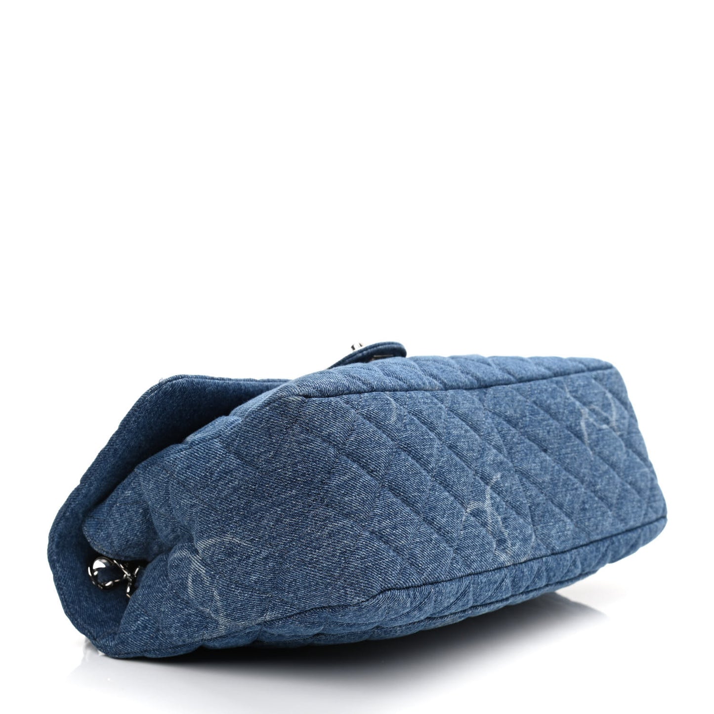 Denim Quilted CC Print Jumbo Single Flap Blue