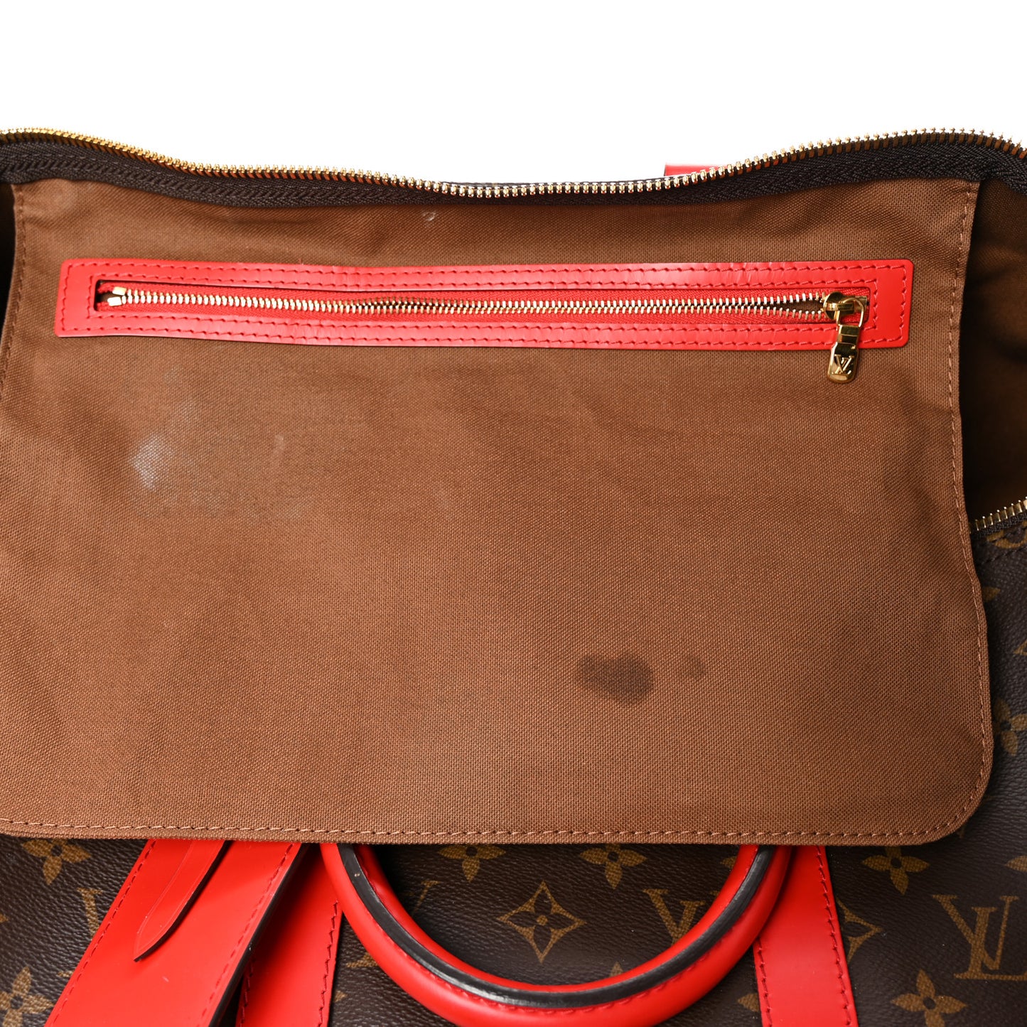 Calfskin Monogram Keepall Bandouliere 50 Coquelicot