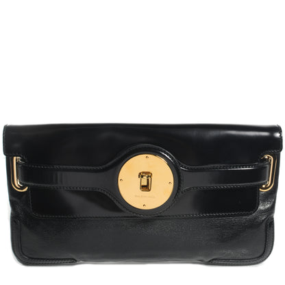 Balenciaga Leather Lune Clutch Black 1 of 7