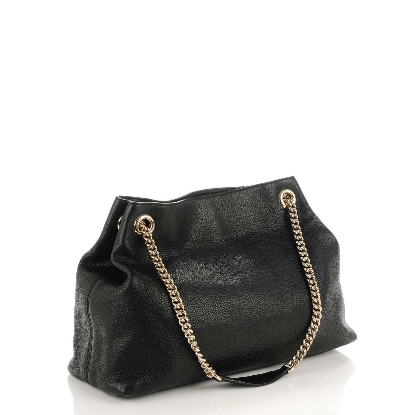Pebbled Calfskin Medium Soho Chain Shoulder Bag Black