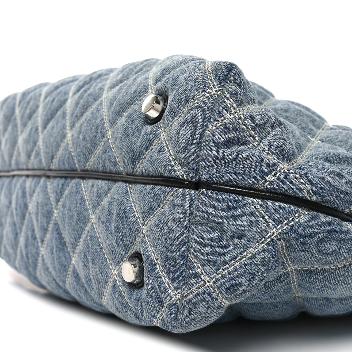 Marc Jacobs Denim Quilted Chain Large The Sack Bag Light Wash Indigo 9 of 9