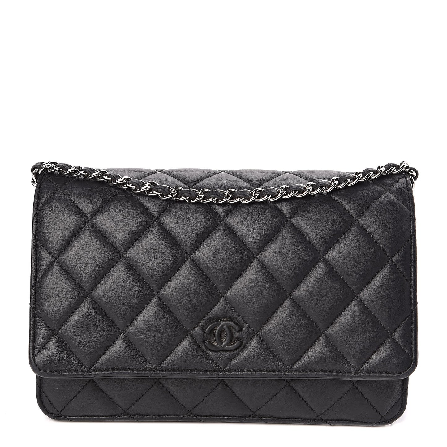 Calfskin Quilted Wallet On Chain WOC So Black