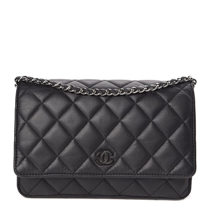 Chanel Calfskin Quilted Wallet On Chain WOC So Black 1 of 12