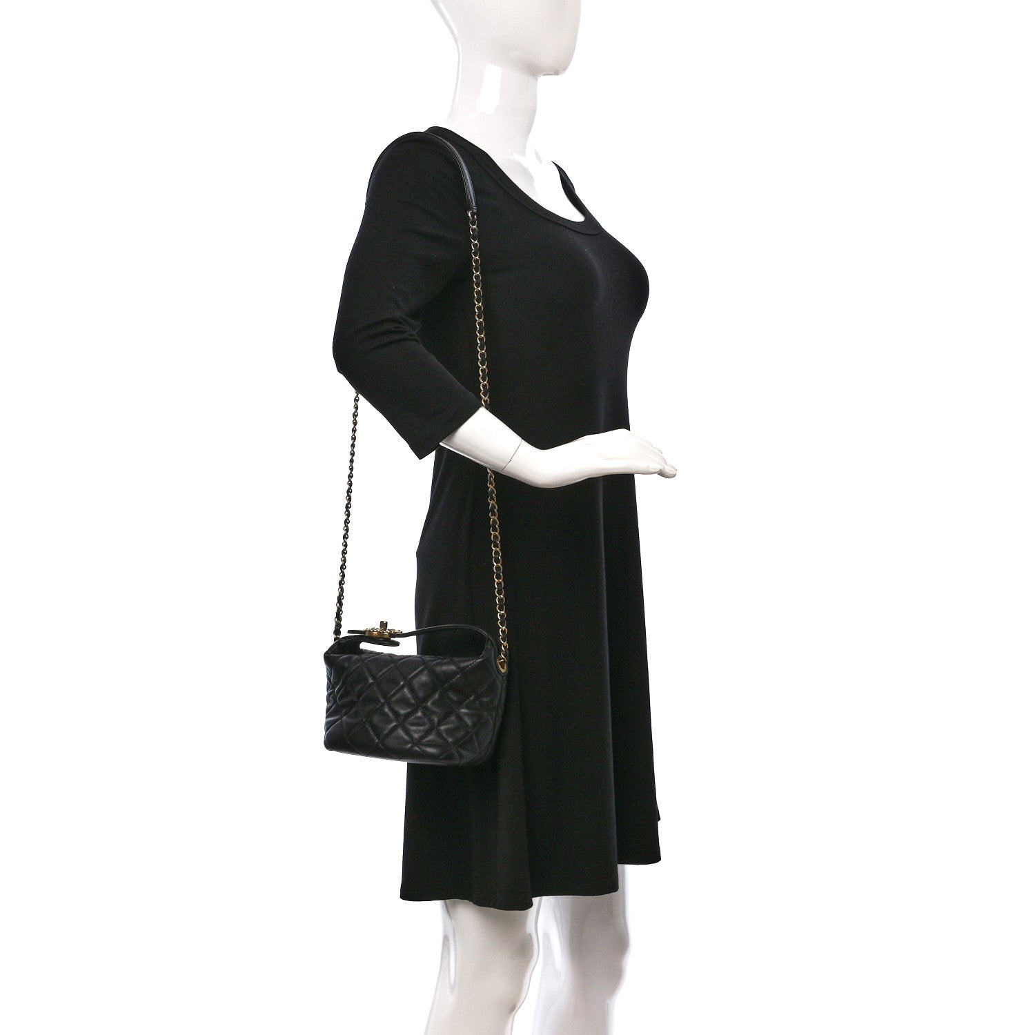 Chanel Lambskin Quilted Small Perfect Meeting Hobo Black 2 of 13