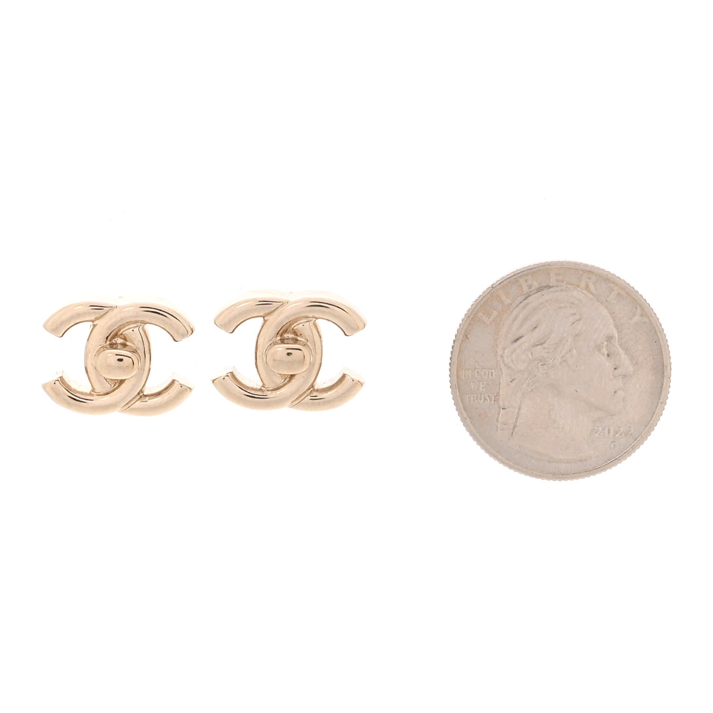 Metal CC Turnlock Earrings Gold