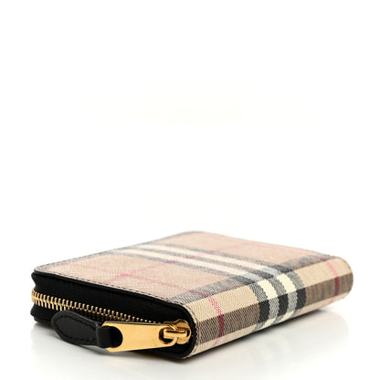Burberry E-Canvas Vintage Check Mini Zip Around Wallet Birch Black 4 of 6