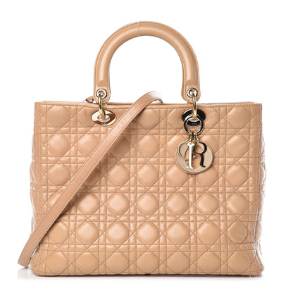 Christian Dior Lambskin Cannage Large Lady Dior Beige 1 of 15