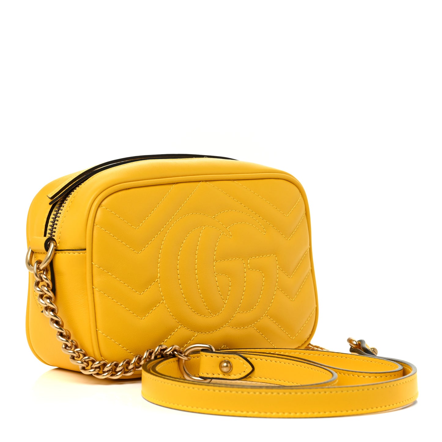 Calfskin Matelasse Mini GG Marmont Chain Shoulder Bag Stone Topaz