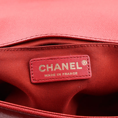 Chanel Caviar Chevron Quilted Braided Medium Boy Flap Red 6 of 10