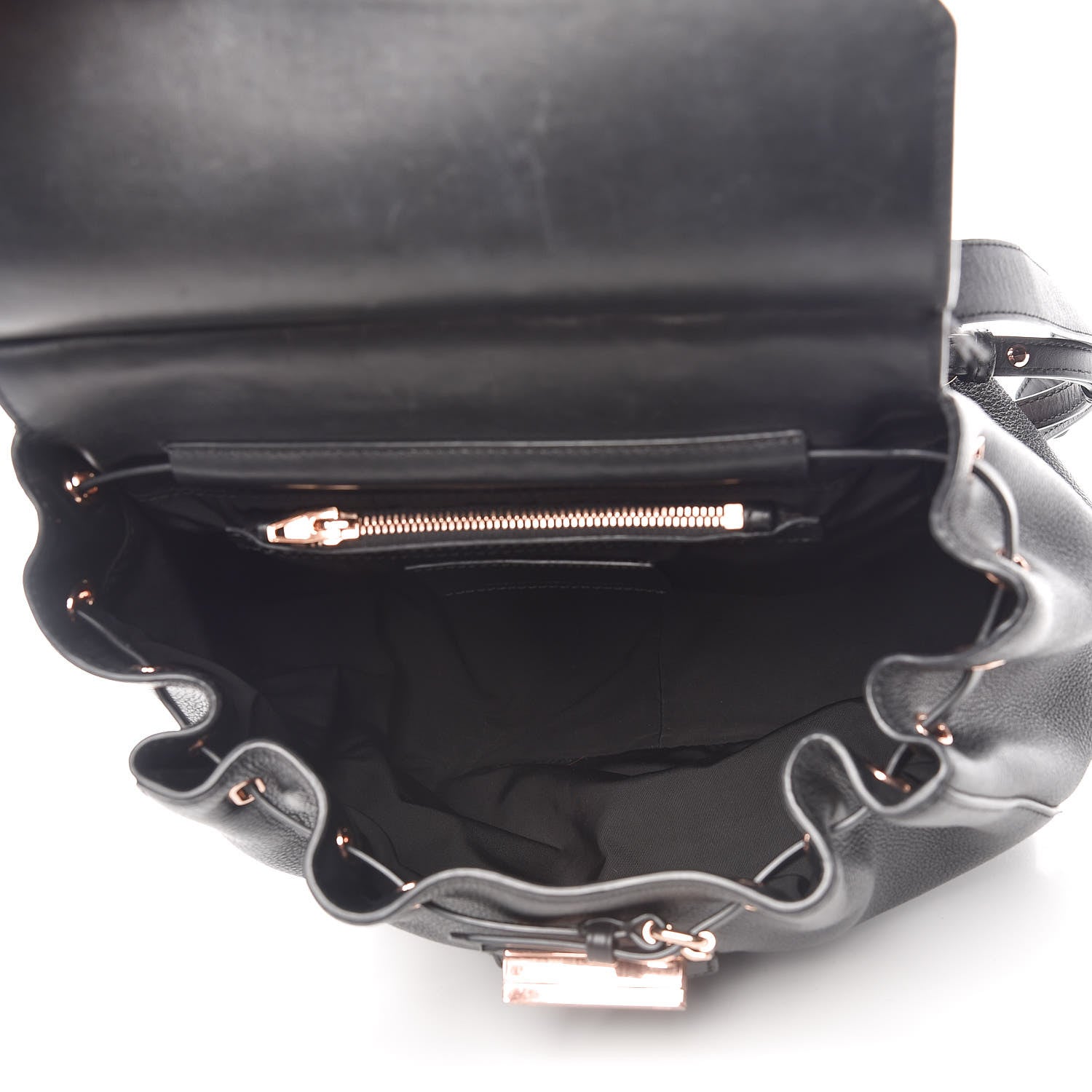 Alexander Wang Pebbled Calfskin Prisma Skeletal Backpack Black Rose Gold Hardware 5 of 14