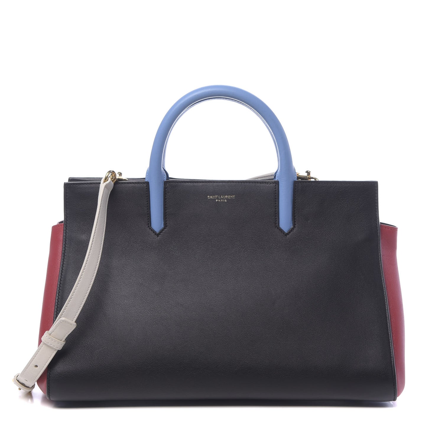 Calfskin Small Cabas Rive Gauche Bag Black Red Yellow White