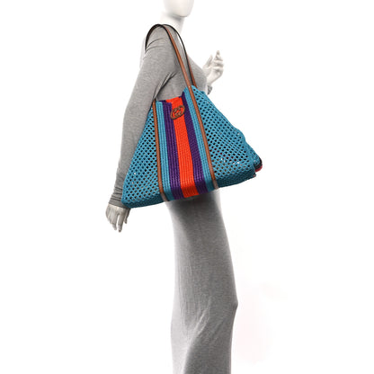 Gucci Raffia Web Woven Interlocking G Tote Blue Multicolor 2 of 10