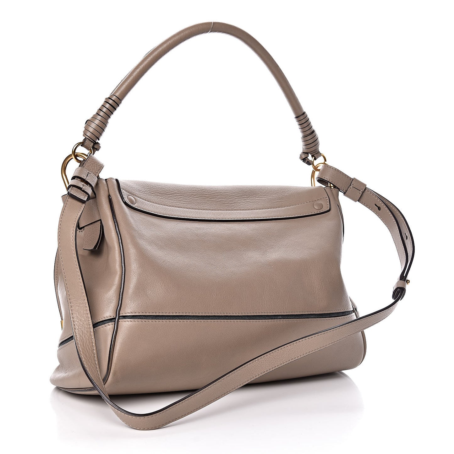 Calfskin Medium Owen Flap Bag Motty Grey