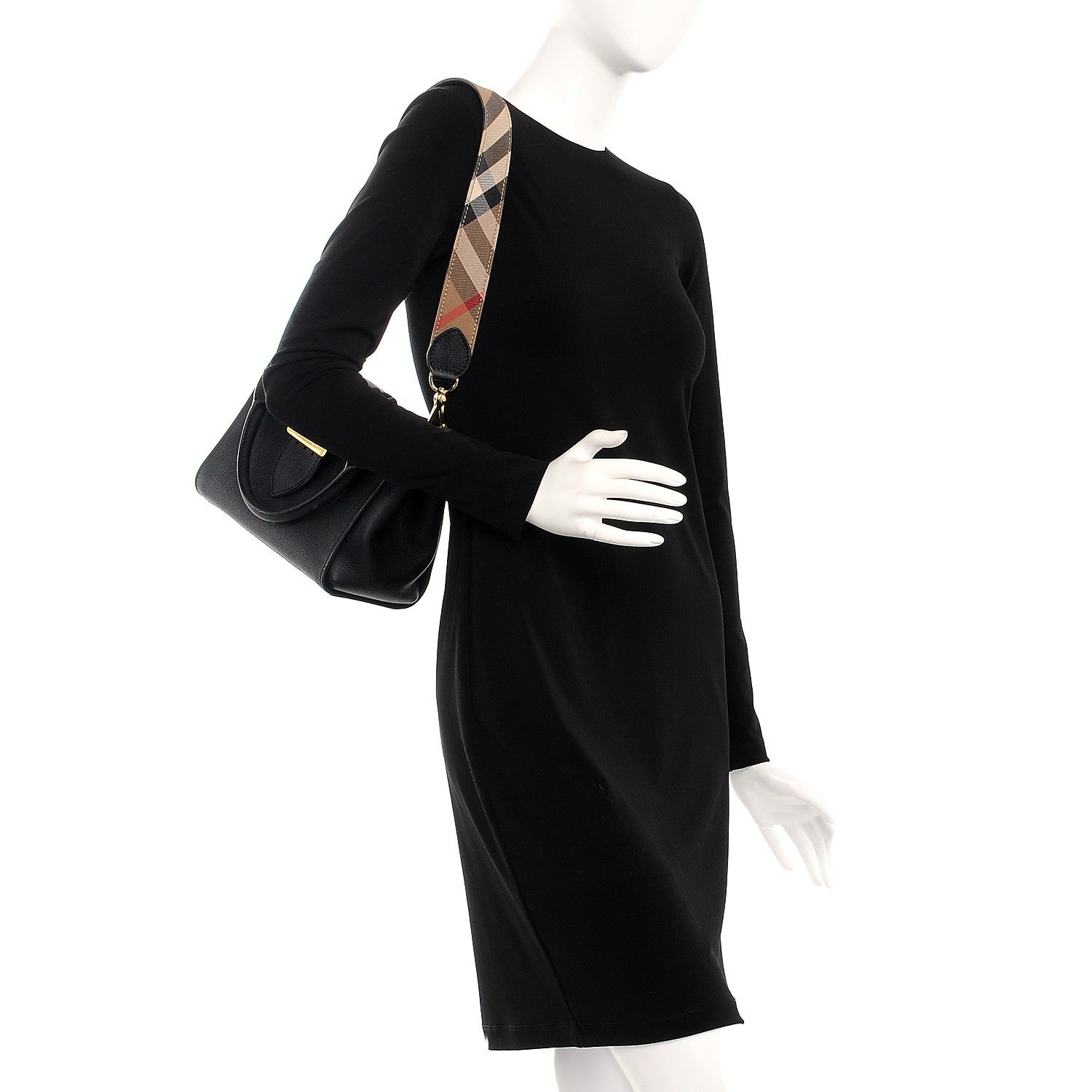 Burberry Soft Grain Calfskin Small Buckle Tote Black 2 of 14