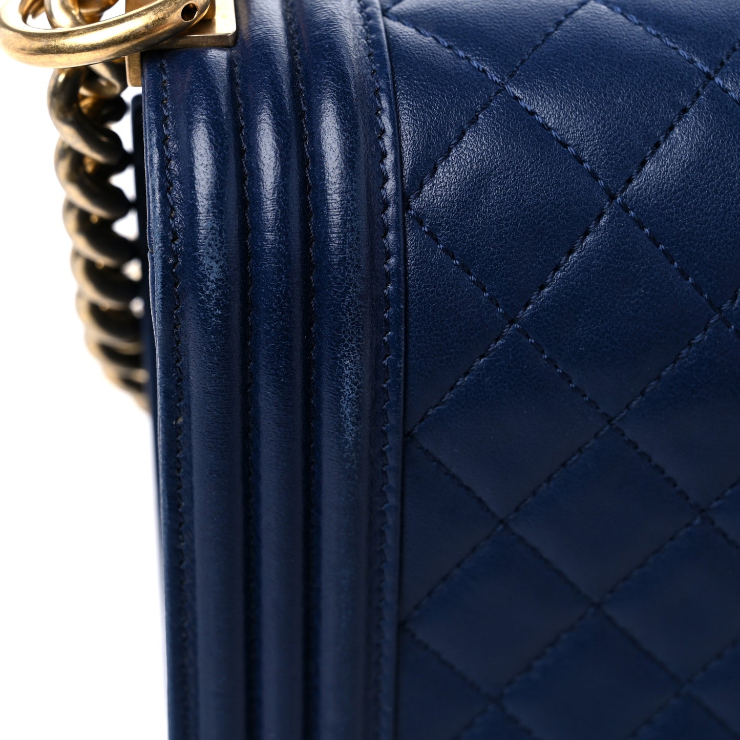 Lambskin Quilted Medium Boy Flap Dark Navy