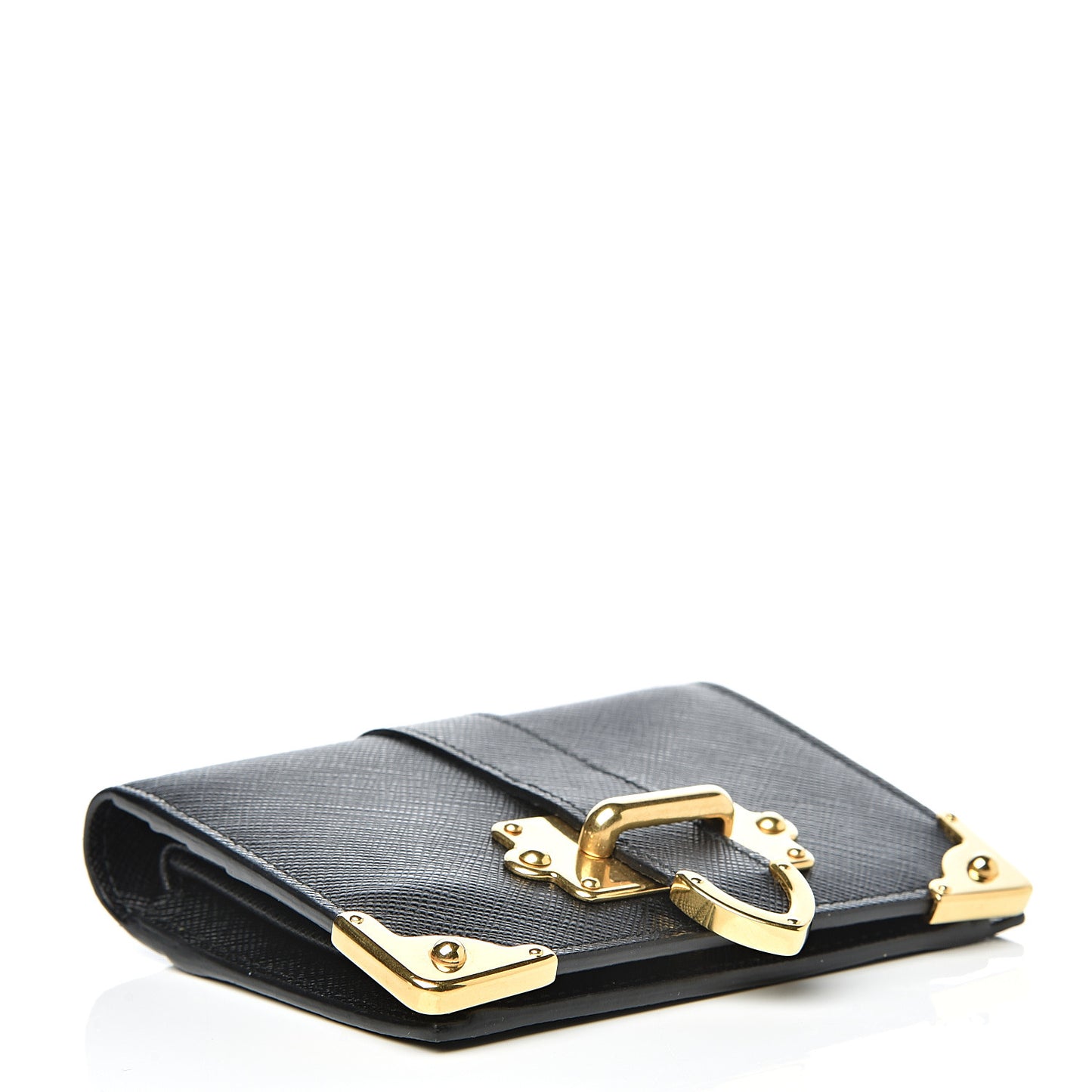 Saffiano Cahier Compact Flap Wallet Black