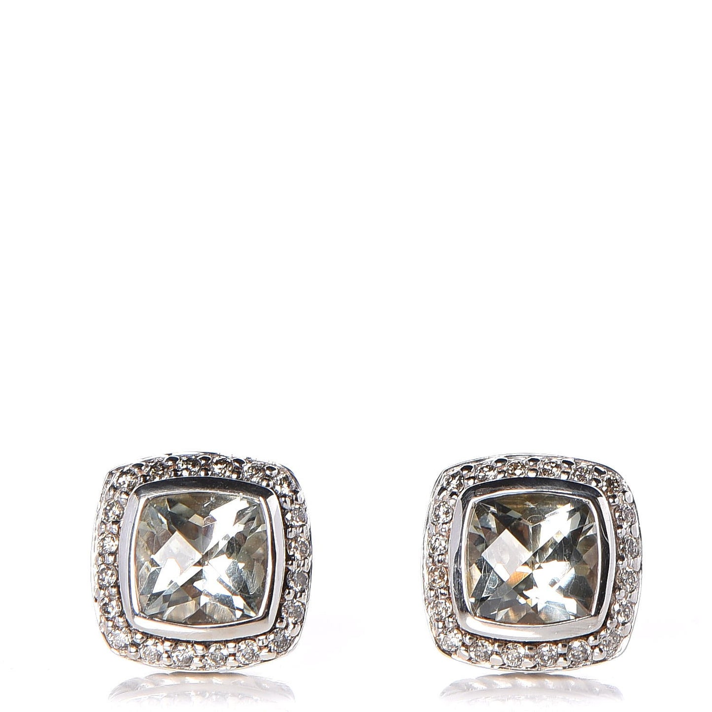 Sterling Silver Diamond Prasiolite 7mm Petite Albion Earrings