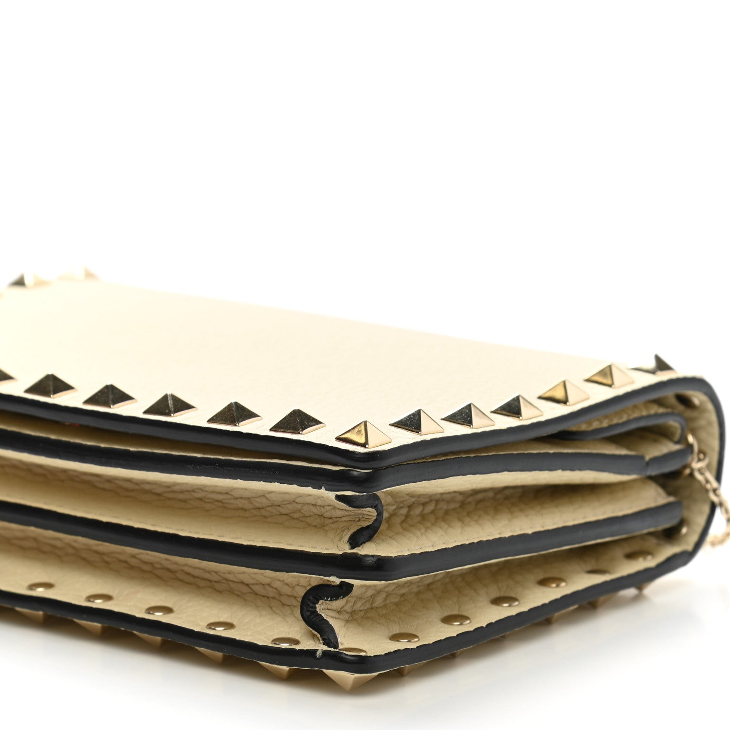 Valentino Garavani Pebbled Calfskin Rockstud Wallet on Chain Light Ivory 5 of 11