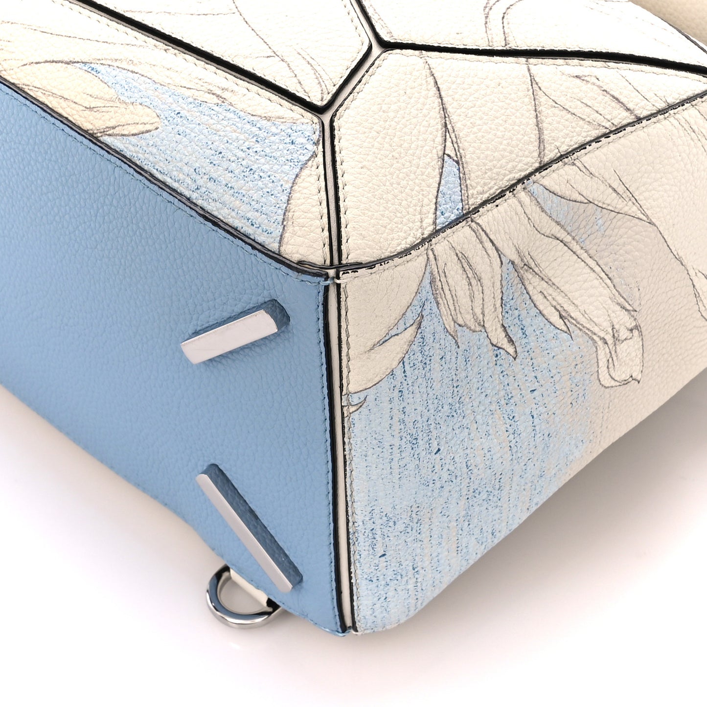 Grained Calfskin Faces Puzzle Bag Soft White