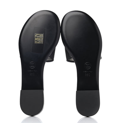 Chanel Mesh Patent Calfskin CC Mules 36 Black 4 of 4
