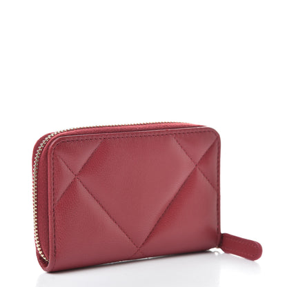 Chanel Goatskin Quilted 19 Zip Around Coin Purse Wallet Dark Pink 5 of 8