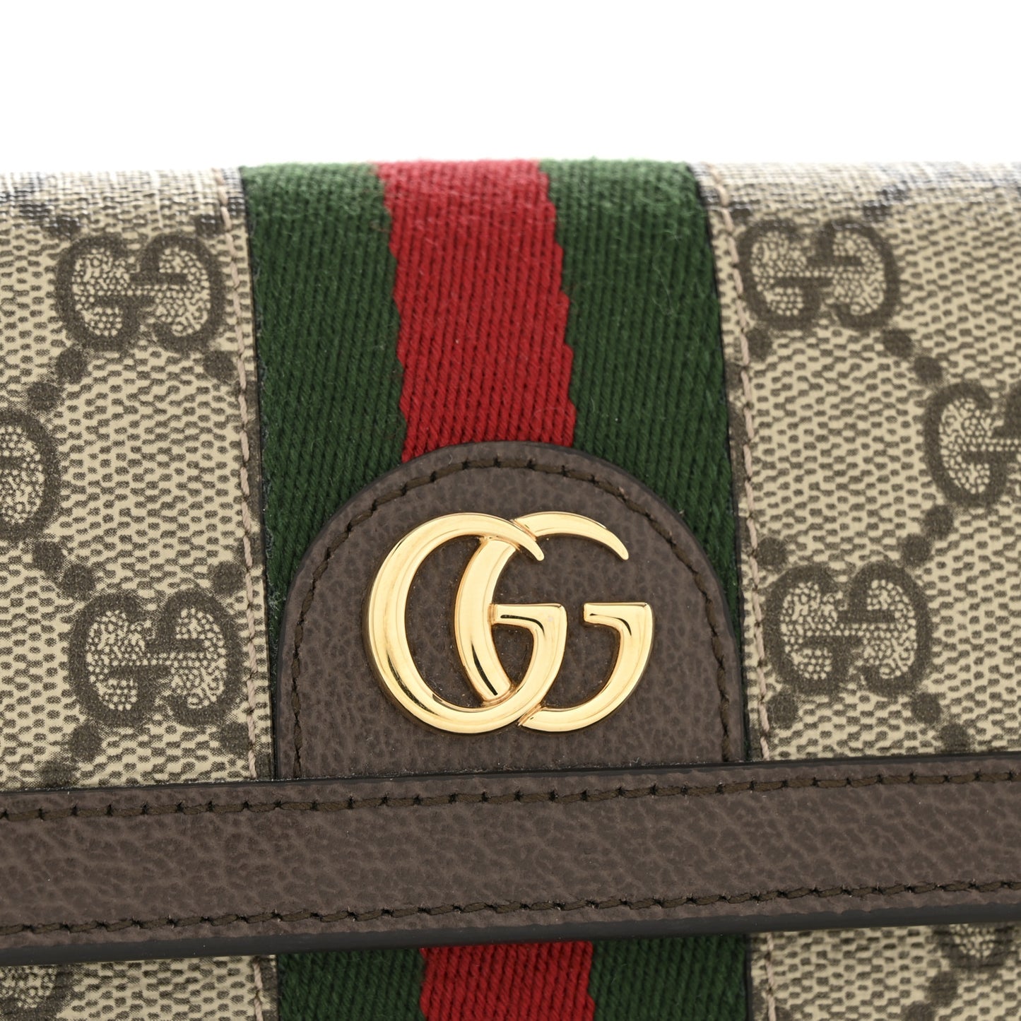 GG Supreme Monogram Web Ophidia Continental Wallet Brown