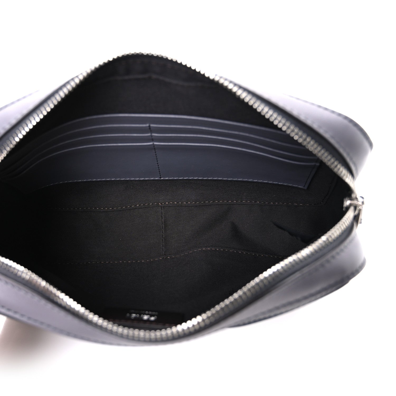 Fendi Glazed Fabric Vitello Liberty FF 1974 Diagonal Medium Camera Case Grey 5 of 10