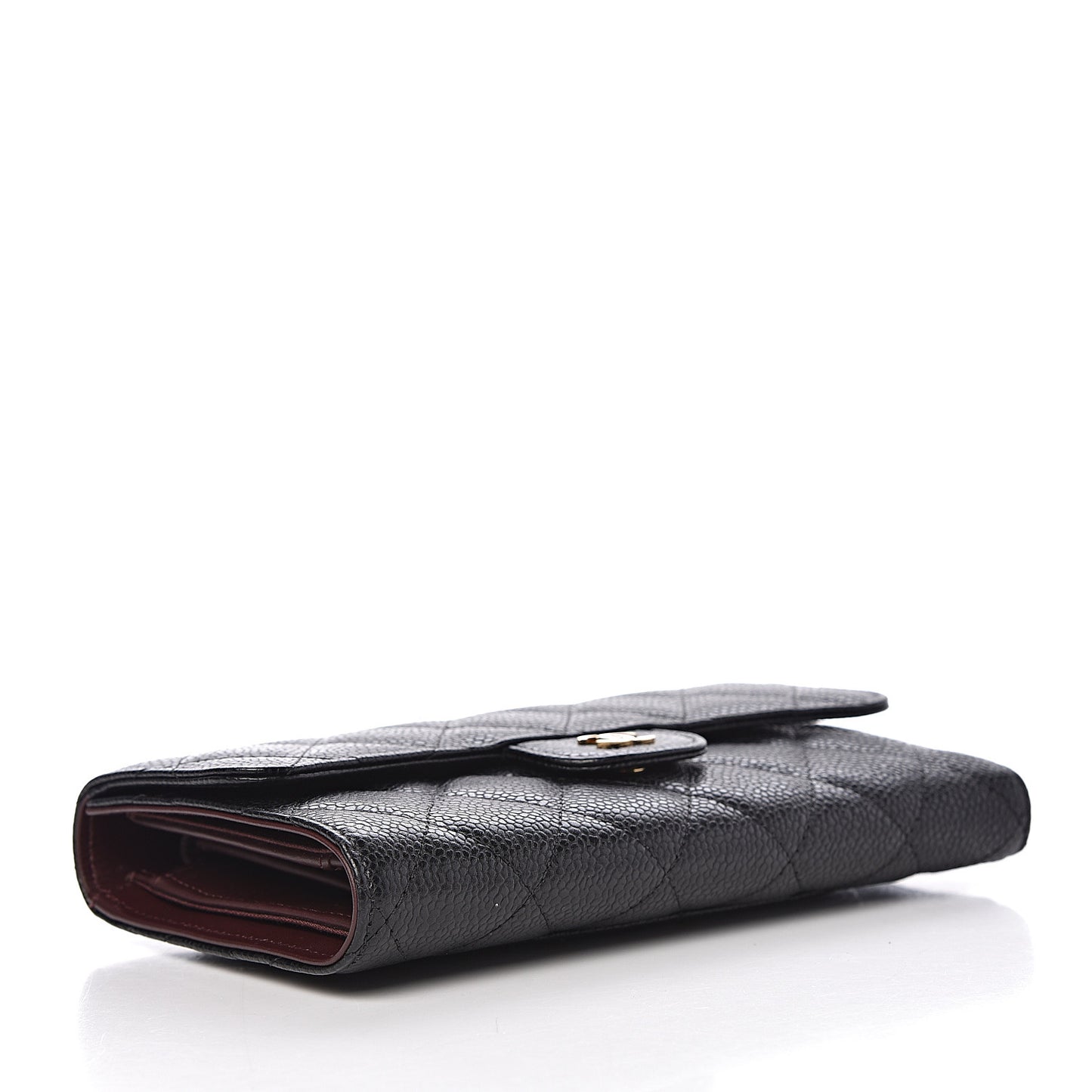 Caviar Quilted Large Flap Wallet Black