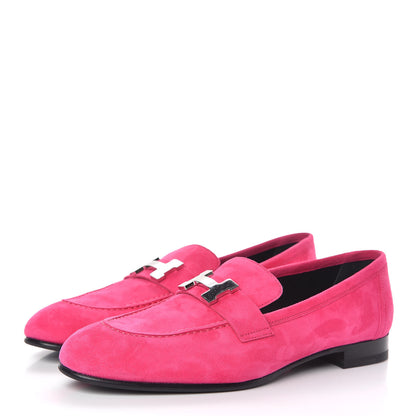 Hermes Suede Goatskin Paris Loafers 37 Rose Fuchsia 3 of 11