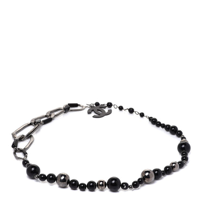 Chanel Resin Metal Chain Bead Belt Black Silver 1 of 3