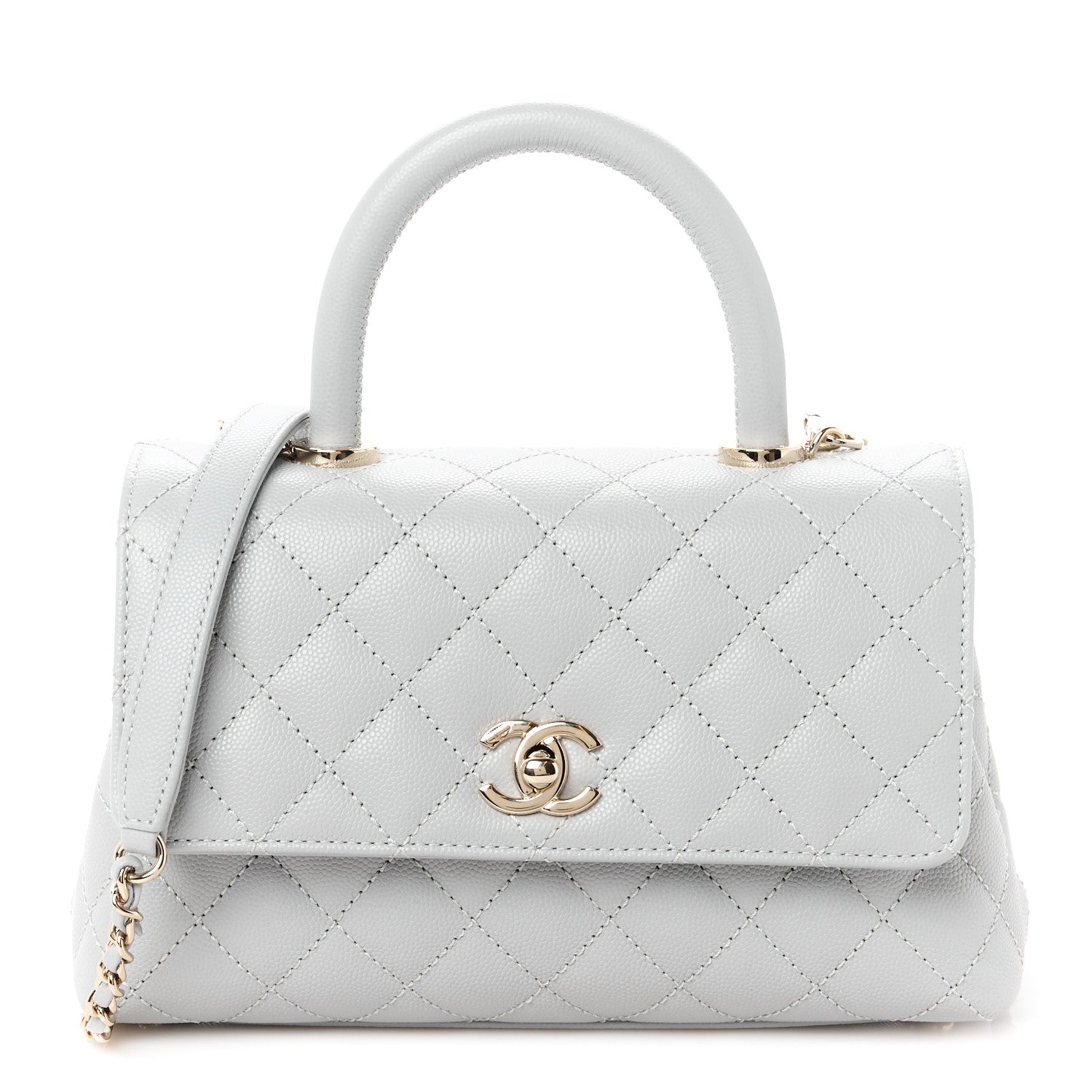 Chanel Caviar Quilted Mini Coco Handle Flap Light Grey 1 of 11