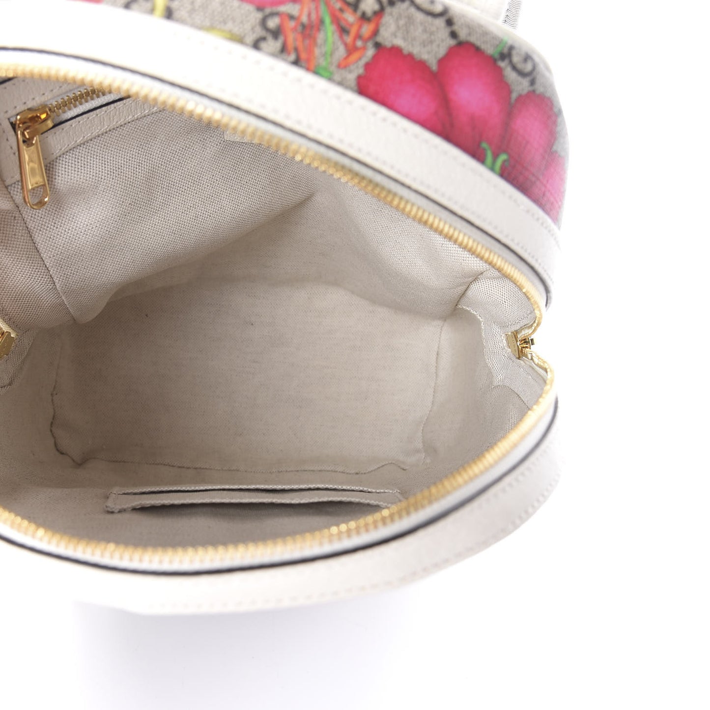 GG Supreme Monogram Flora Web Small Ophidia Day Backpack White