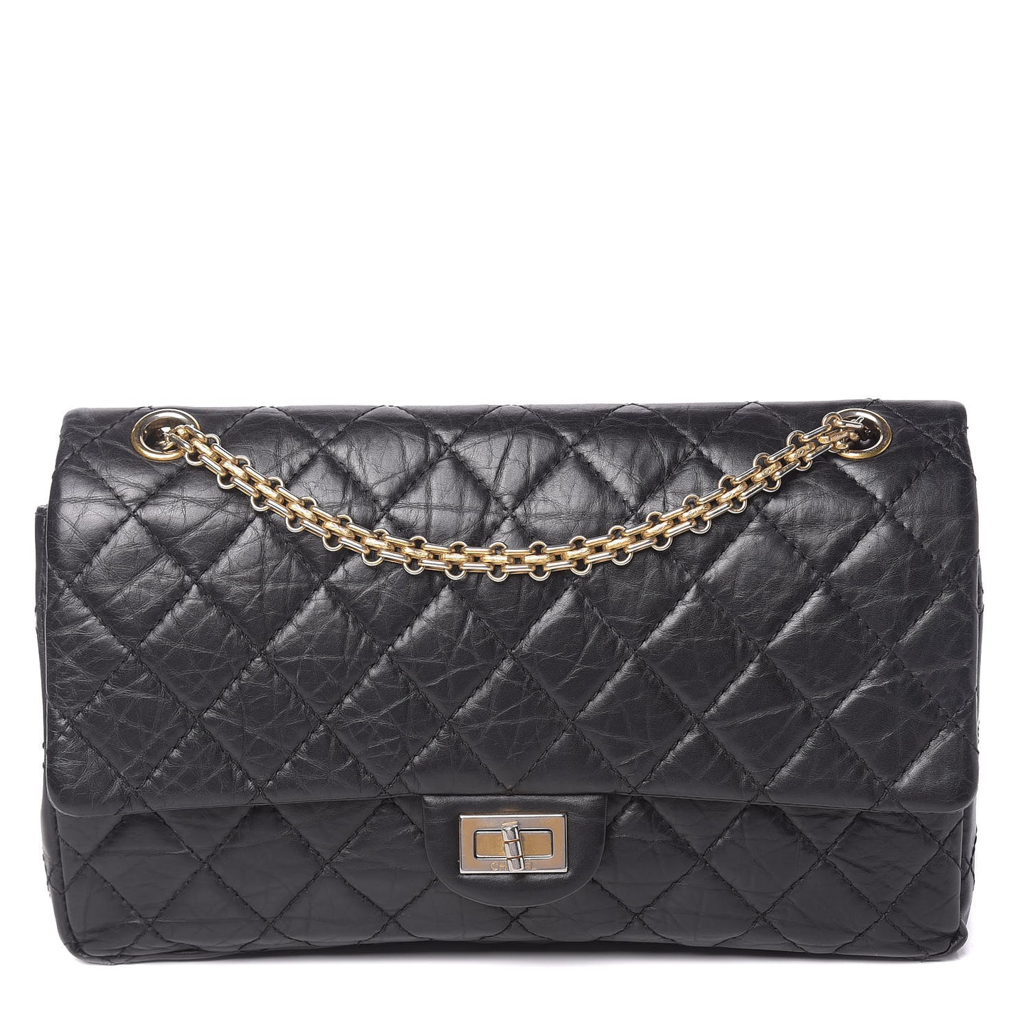 Aged Calfskin Quilted 2.55 Reissue 226 Flap Black