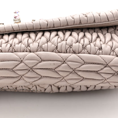 Miu Miu Nappa Matelasse Crystal Flap Clutch Pomice 16 of 17