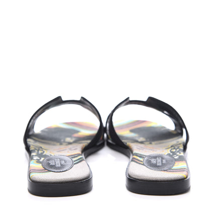 Hermes Suede Goatskin Oran Sandals 39 Black 7 of 10