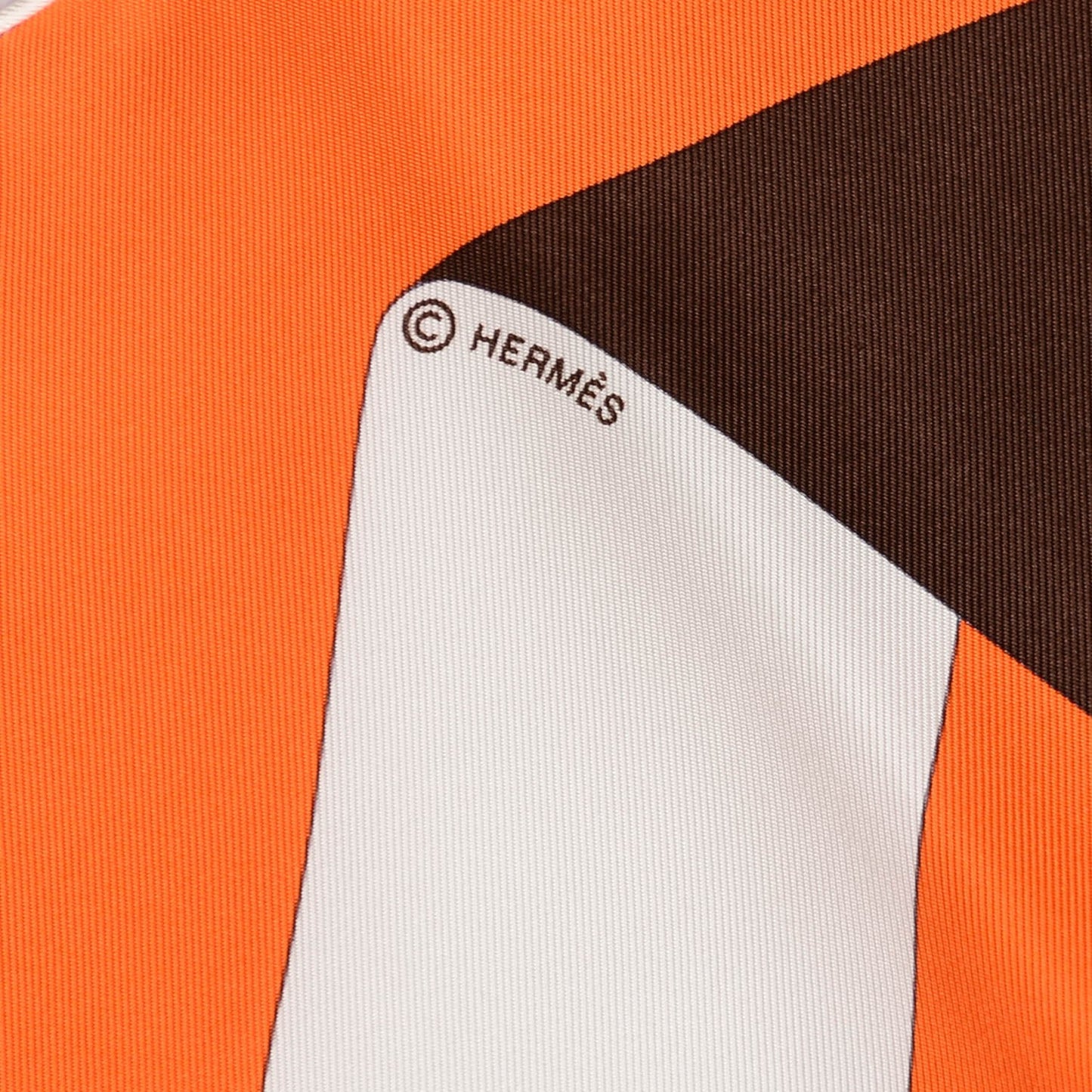 Silk En Duo Scarf 90 Orange Blanc Sepia