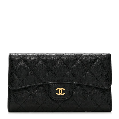 Chanel Caviar Quilted Long Flap Wallet Black 1 of 9