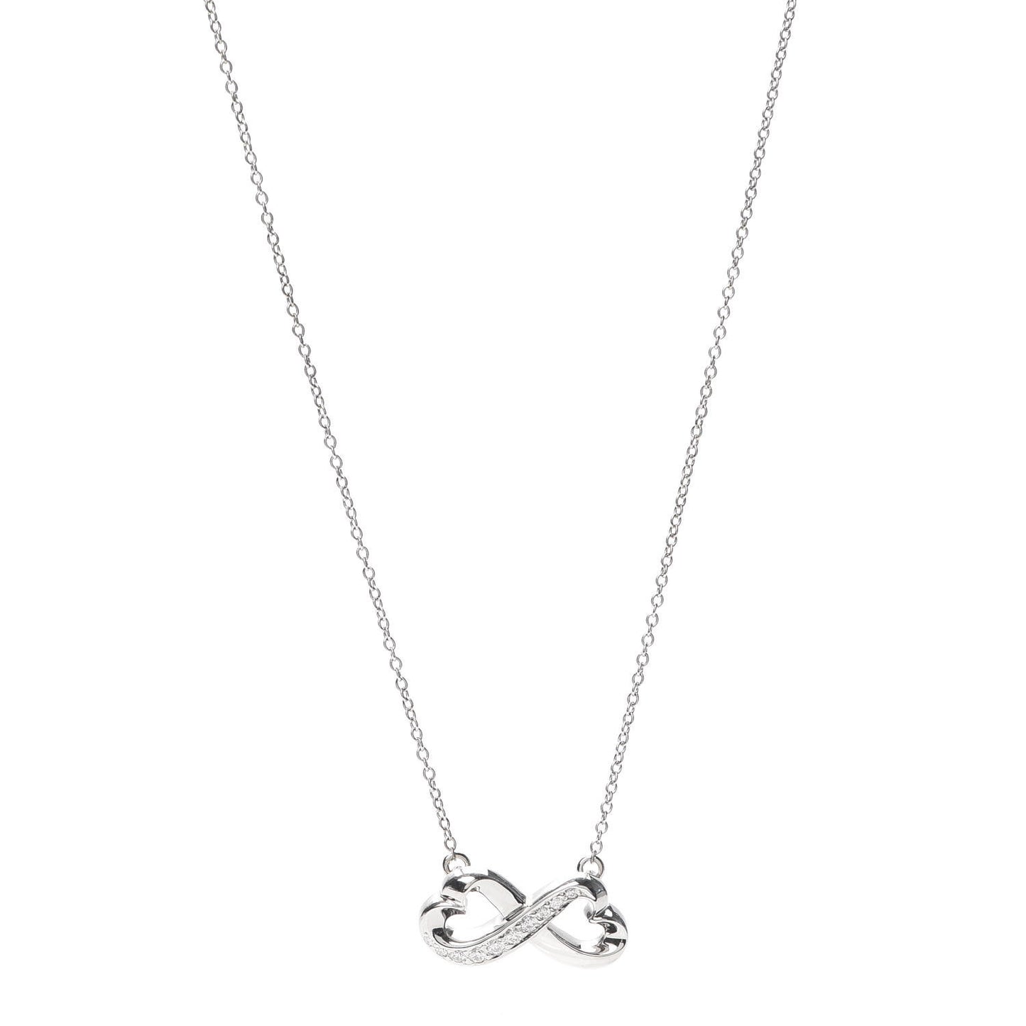 18K White Gold Diamond Paloma Picasso Double Loving Heart Necklace