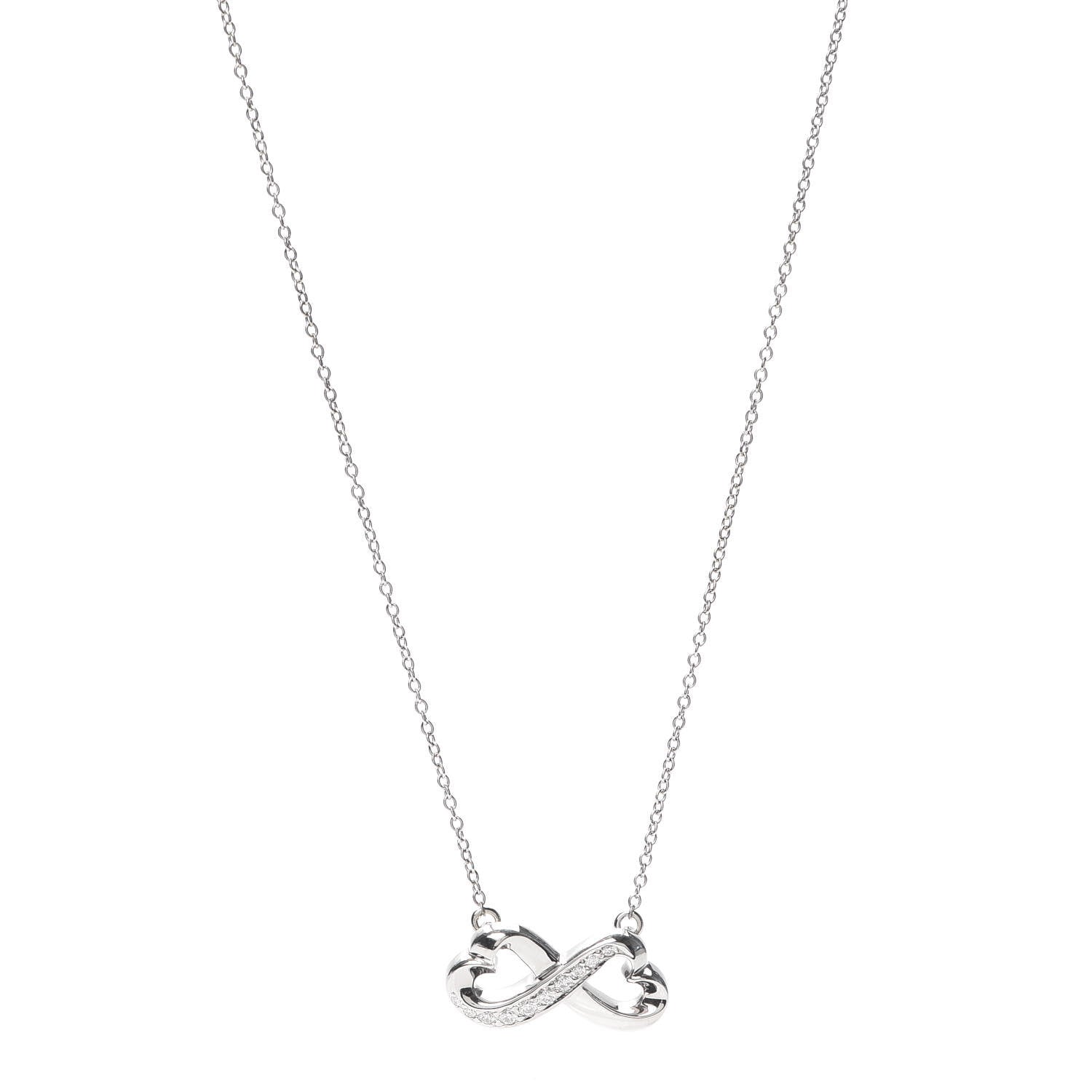 Tiffany 18K White Gold Diamond Paloma Picasso Double Loving Heart Necklace 1 of 5