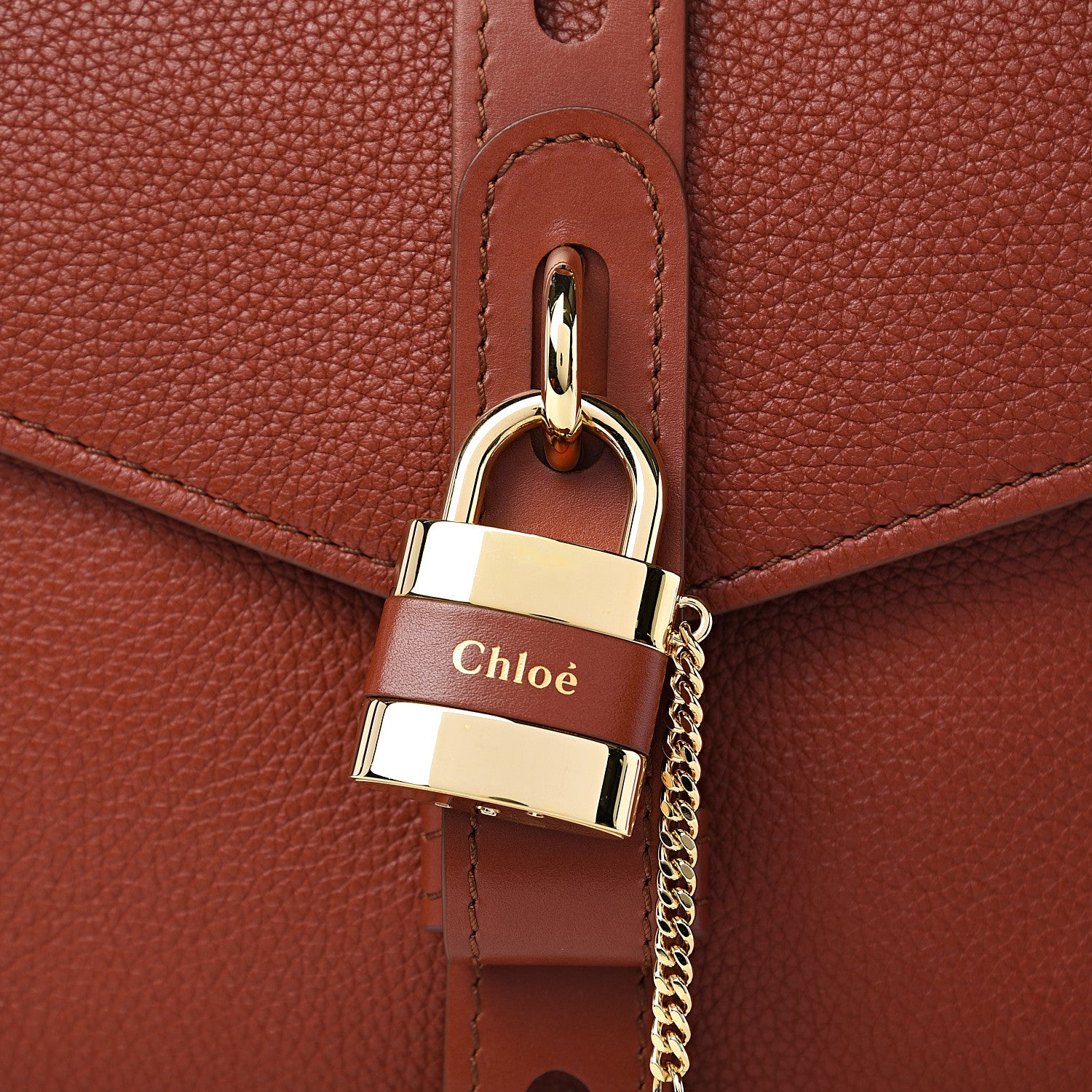 Chloe Shiny Grained Calfskin Medium Aby Day Shoulder Bag Sepia Brown 8 of 8