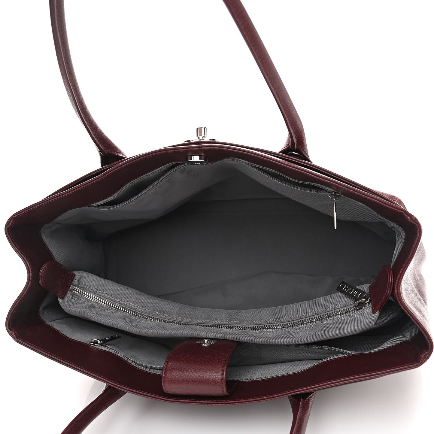 Calfskin Cerf Executive Shopper Tote Burgundy