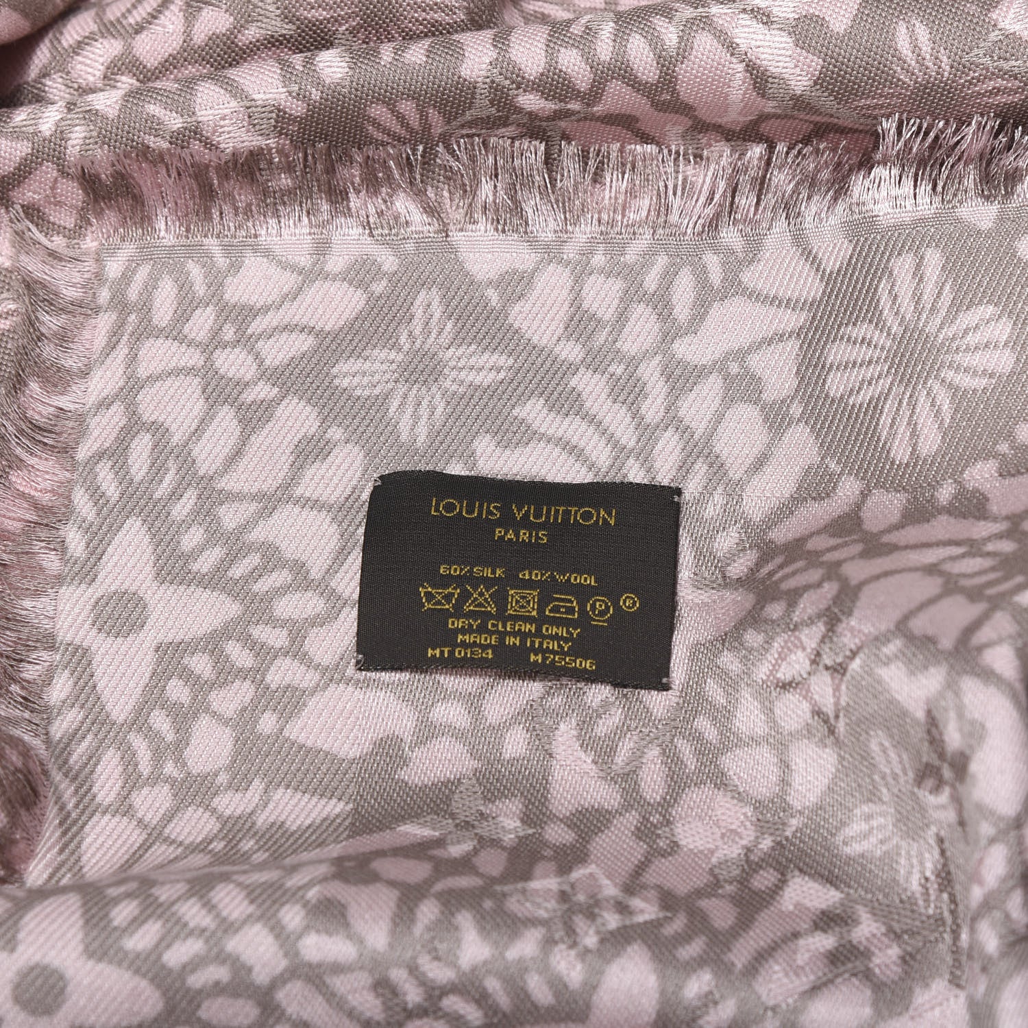 Louis Vuitton Silk Wool Monogram Dentelle Shawl Scarf Rose Poudre 3 of 3
