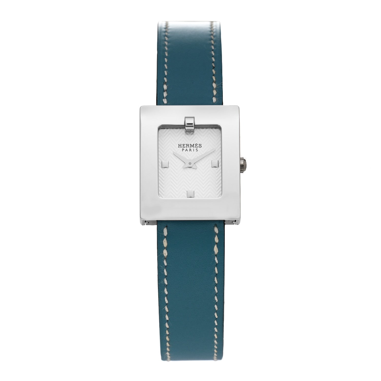 Hermes Stainless Steel Swift 22mm Belt Quartz Watch Blue Jean 1 of 6