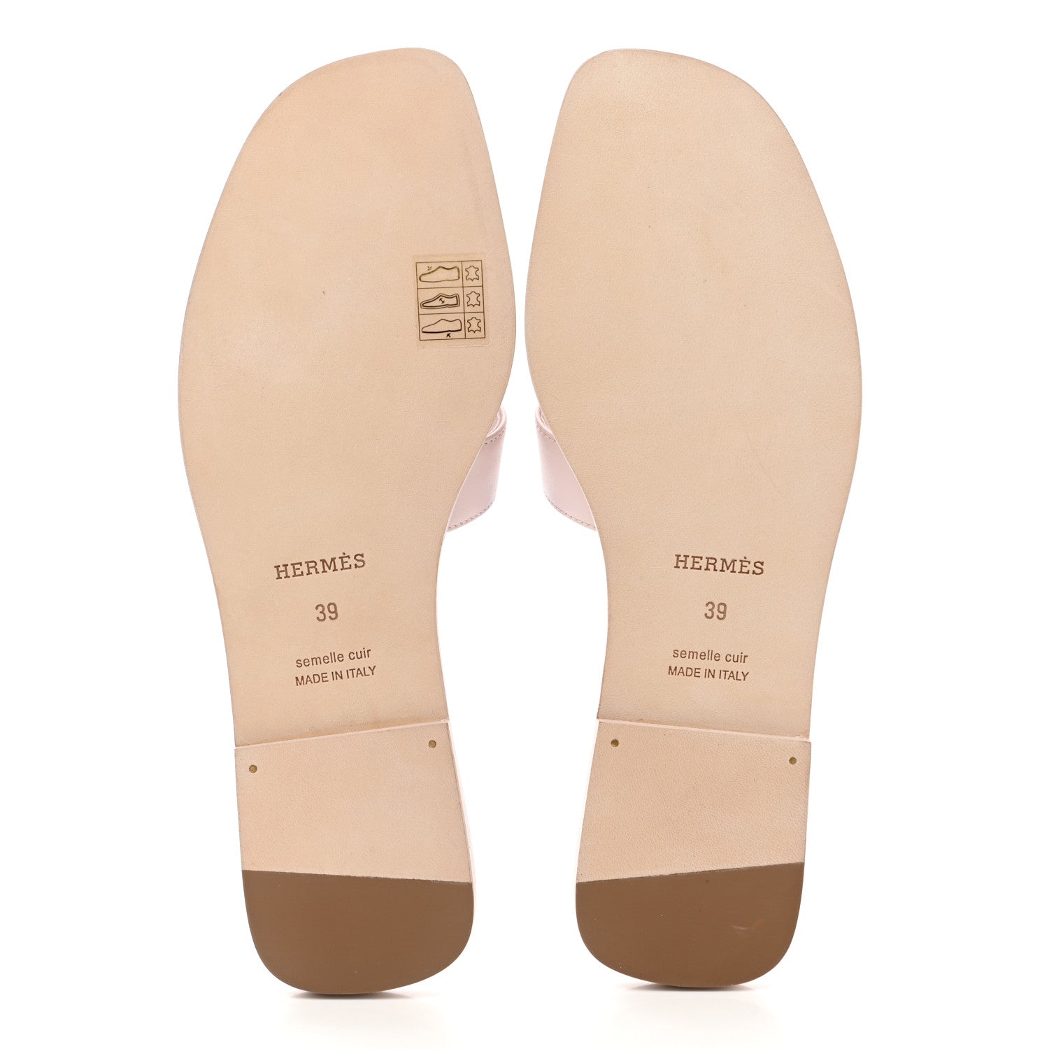 Hermes Box Calfskin Oran Sandals 39 Rose Pale 5 of 9