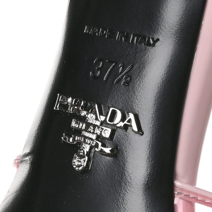 Prada Plexiglass Vernice Metal Triangle Logo 65mm Slide Sandals 37.5 Alabastro 7 of 8