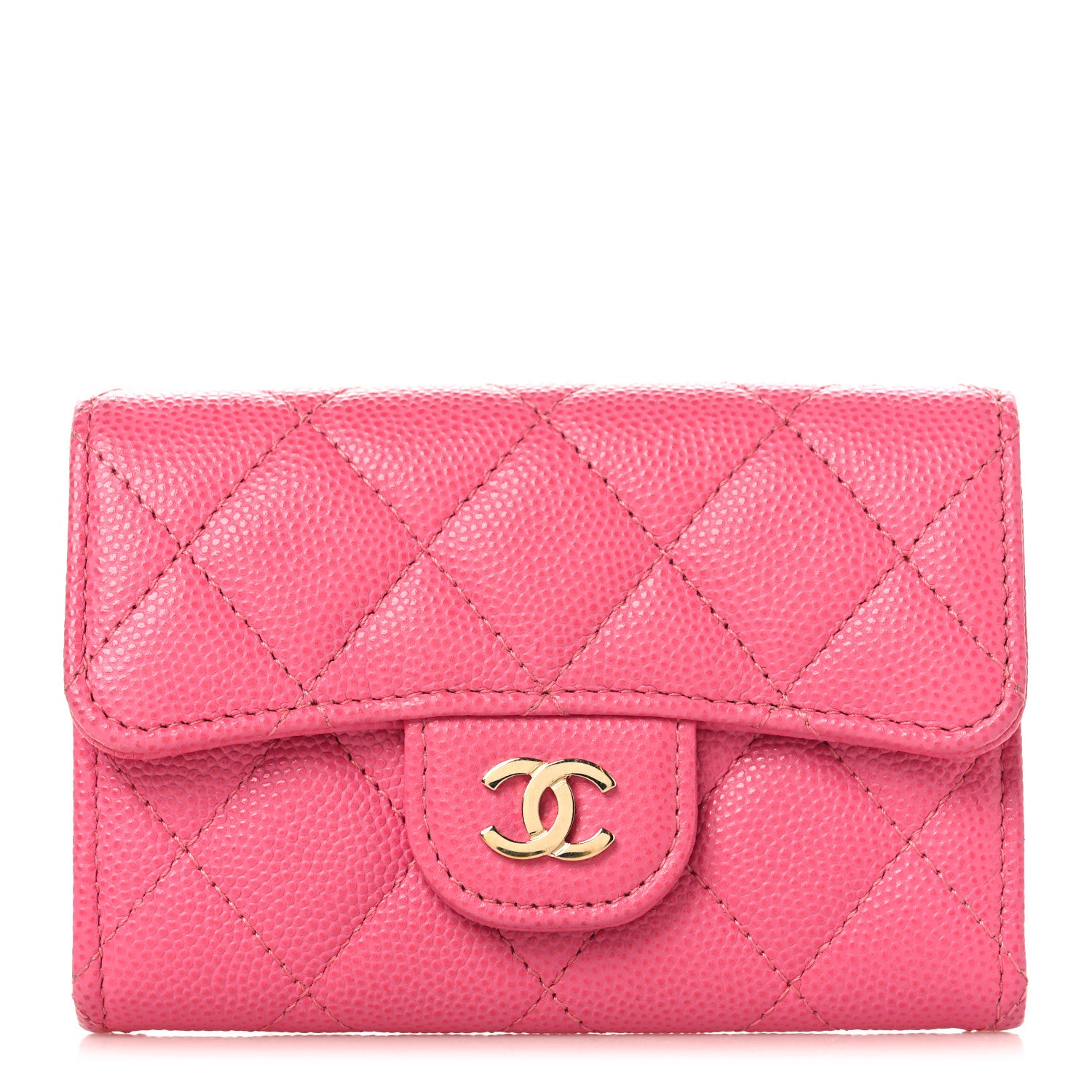 Chanel Caviar Quilted Flap Card Holder Wallet Pink 1 of 8