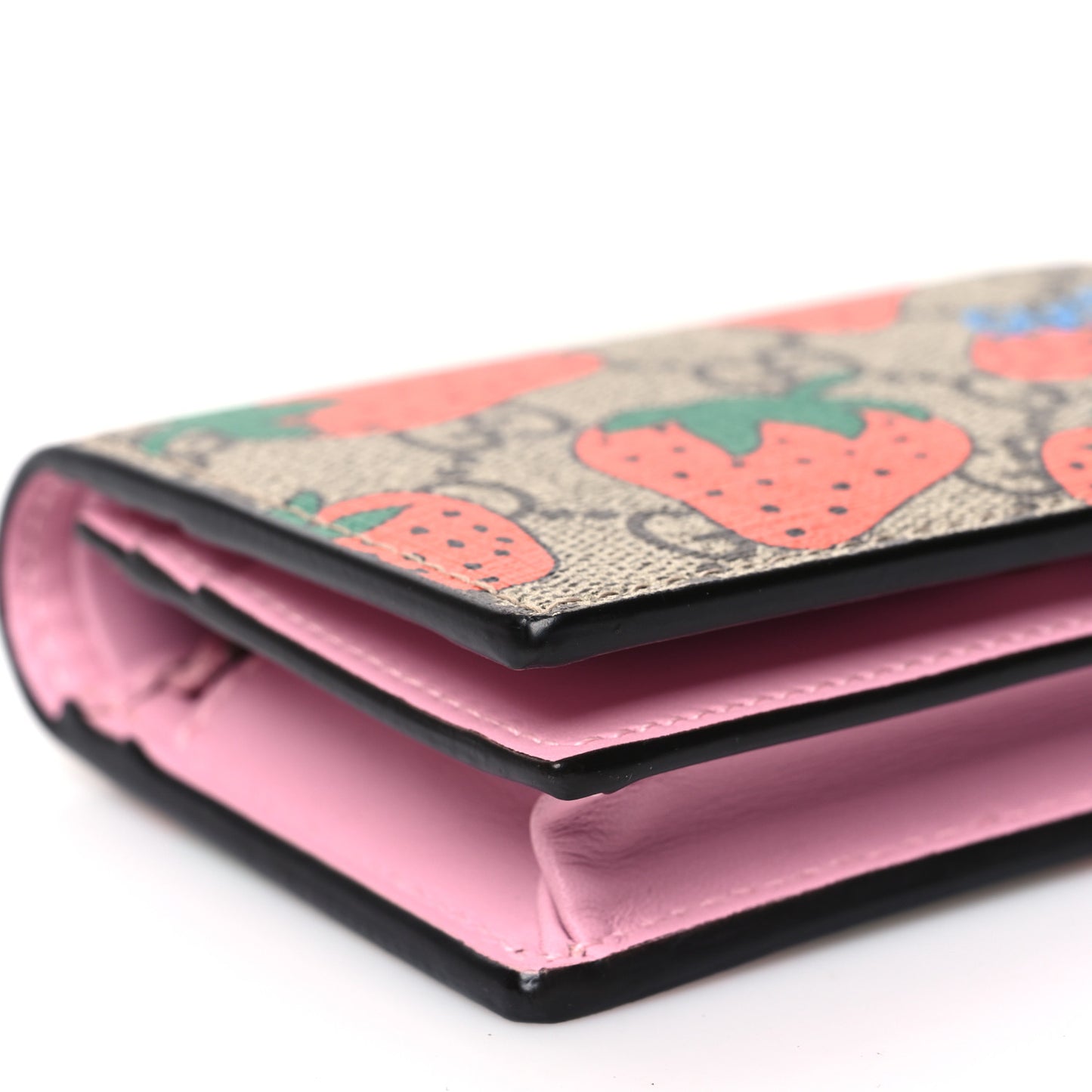 GG Supreme Monogram Strawberry Card Case